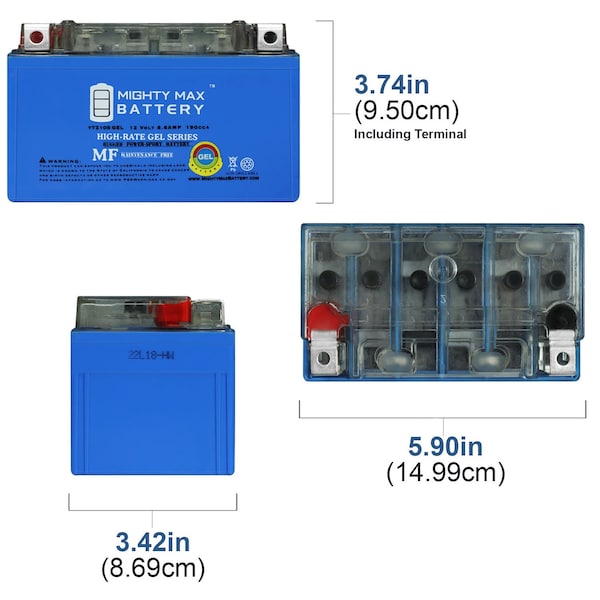 YTZ10SGEL 12V 8.6AH GEL Replacement Battery Compatible With Motorcycle Yamaha Suzuki - 3PK